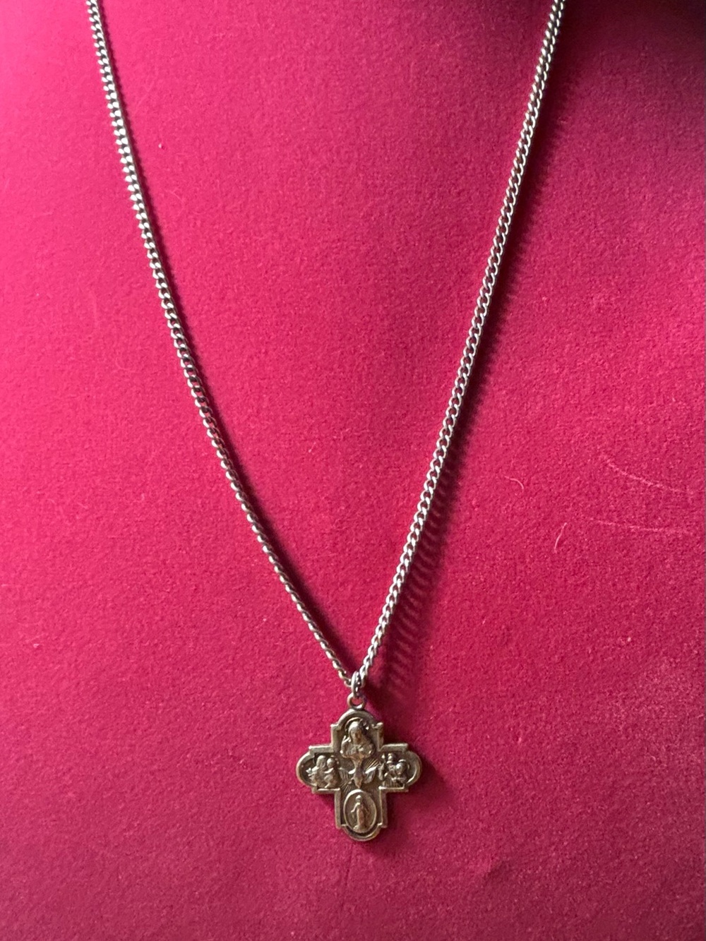 Vintage 4 Way 925 Cross Pendant Necklace 21” I’m Catholic Call A Priest
